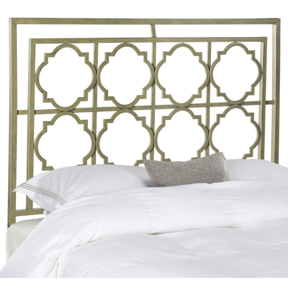 SAFAVIEH Silva Geometric Glam Metal Headboard, Queen, French Silver