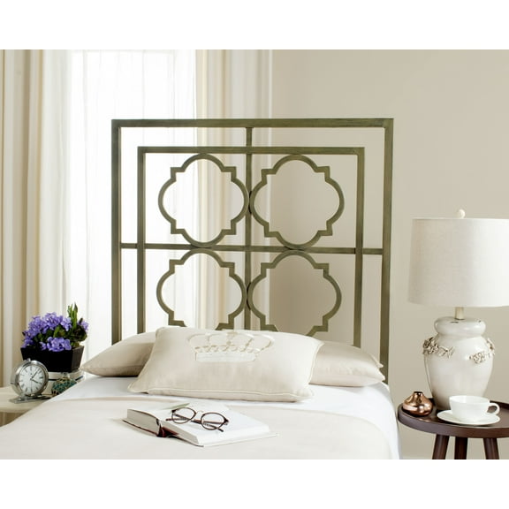 SAFAVIEH Silva Geometric Glam Metal Headboard, Twin, French Silver