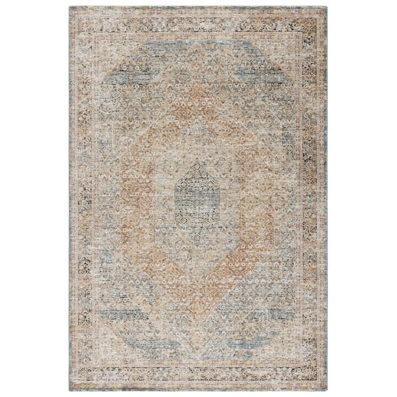 SAFAVIEH Silverado Damjana Medallion Polyester Area Rug, Blue/Rust, 8' x 10'
