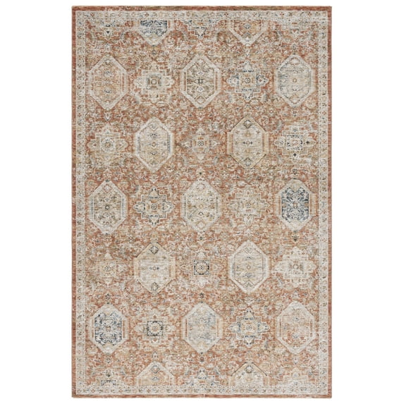 SAFAVIEH Silverado Lula Oriental Polyester Area Rug, Rust/Blue, 4' x 6'