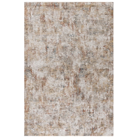 SAFAVIEH Silverado Orlando Abstract Polyester Area Rug, Ivory/Gold, 4' x 6'