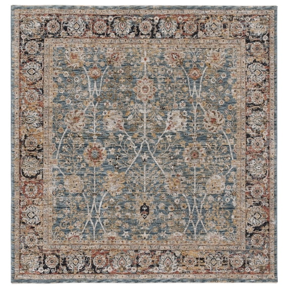 SAFAVIEH Silverado Ormonde Oriental Polyester Area Rug, Blue/Rust, 6'4" x 6'4" Square