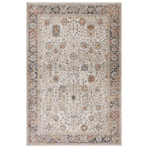 SAFAVIEH Silverado Ormonde Oriental Polyester Area Rug, Ivory/Rust, 4' x 6'