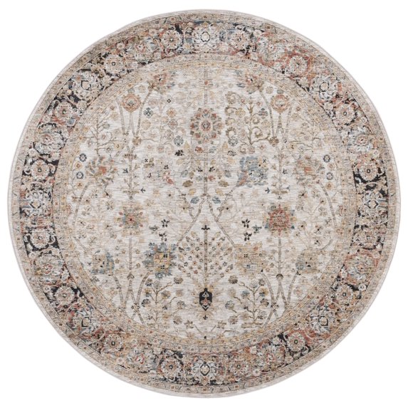 SAFAVIEH Silverado Ormonde Oriental Polyester Area Rug, Ivory/Rust, 6'4" x 6'4" Round