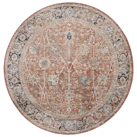 SAFAVIEH Silverado Ormonde Oriental Polyester Area Rug, Rust/Blue, 6'4" x 6'4" Round
