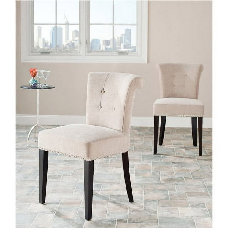 SAFAVIEH Sinclaire Side Chairs with Nailheads White Espresso Set of 2