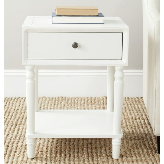 SAFAVIEH Siobhan Solid Rustic Nightstand with Storage Drawer, Shady White