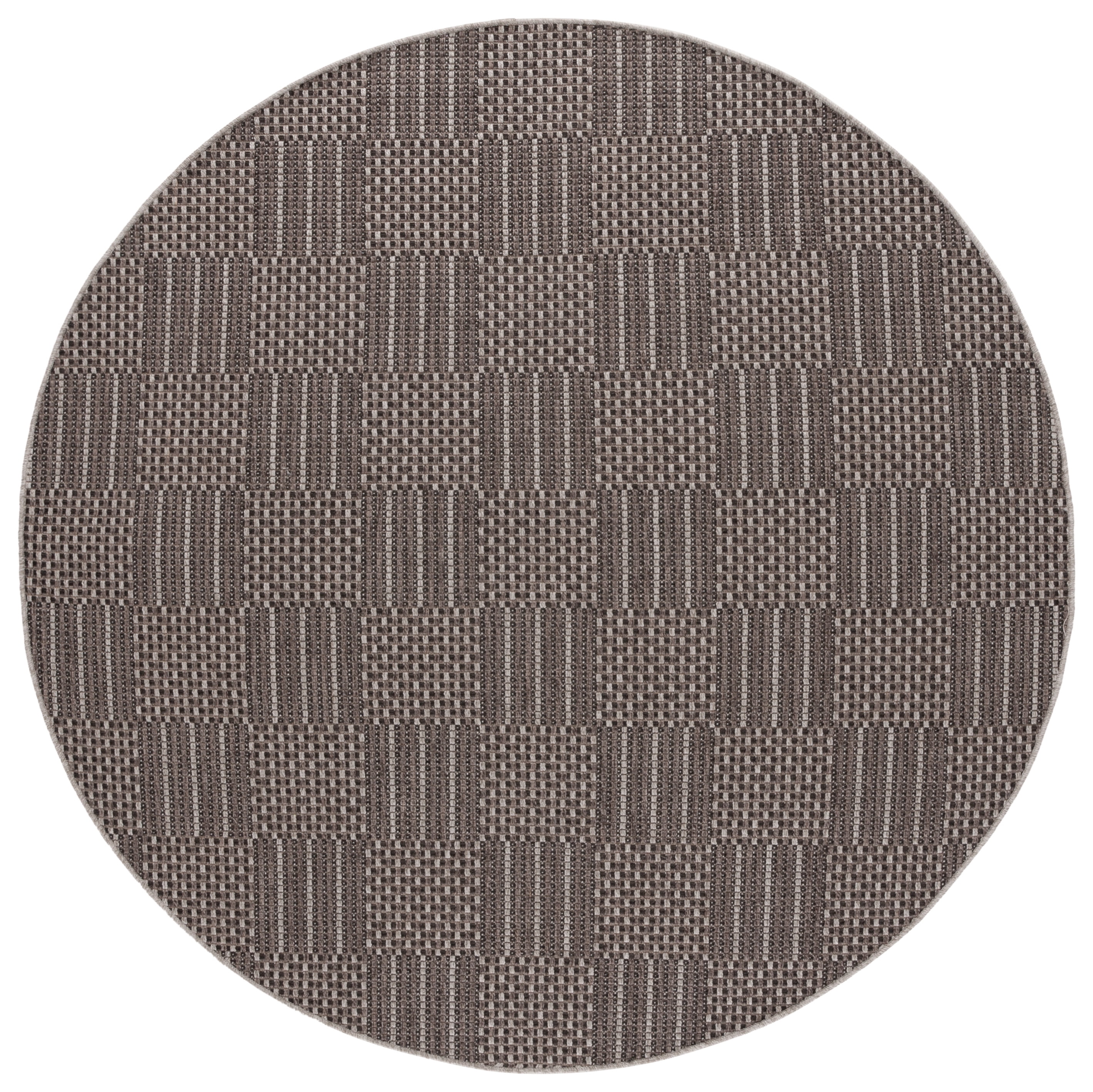 SAFAVIEH Sisal All-Weather Austen Geometric Indoor/Outdoor Area Rug, Black/Grey, 6'7" x 6'7" Round