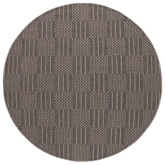 SAFAVIEH Sisal All-Weather Austen Geometric Indoor/Outdoor Area Rug, Black/Grey, 6'7" x 6'7" Round