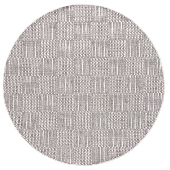 SAFAVIEH Sisal All-Weather Austen Geometric Indoor/Outdoor Area Rug, Grey/Ivory, 6'7" x 6'7" Round
