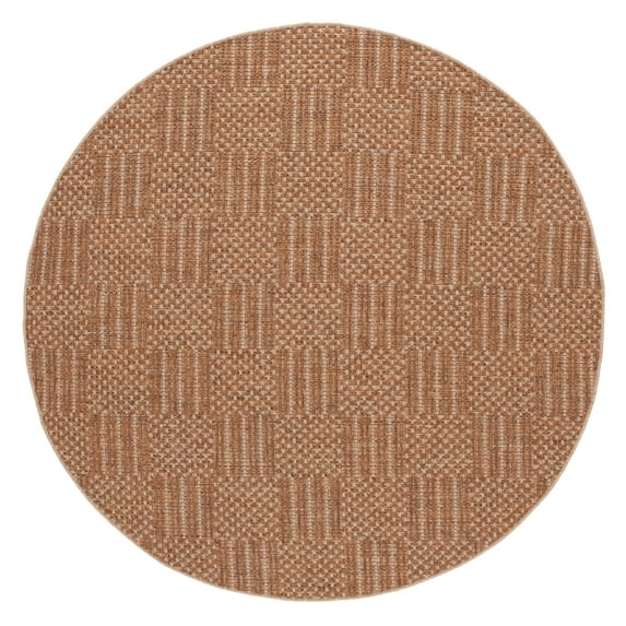SAFAVIEH Sisal All-Weather Austen Geometric Indoor/Outdoor Area Rug, Natural/Brown, 6'7" x 6'7" Round