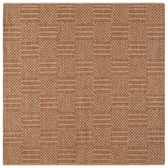 SAFAVIEH Sisal All-Weather Austen Geometric Indoor/Outdoor Area Rug, Natural/Brown, 6'7" x 6'7" Square