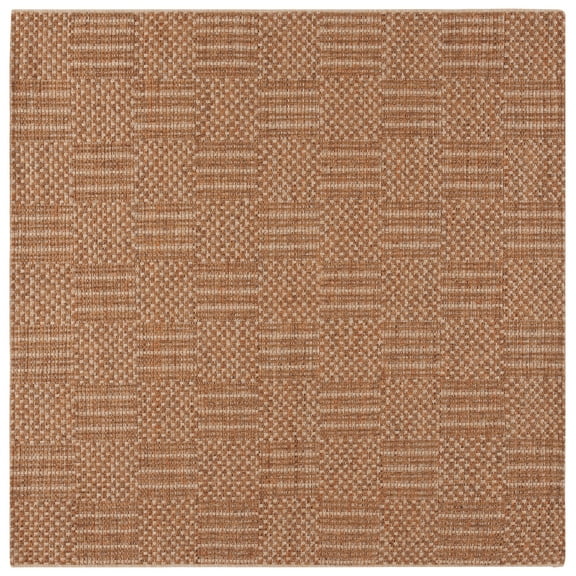 SAFAVIEH Sisal All-Weather Austen Geometric Indoor/Outdoor Area Rug, Natural/Brown, 6'7" x 6'7" Square