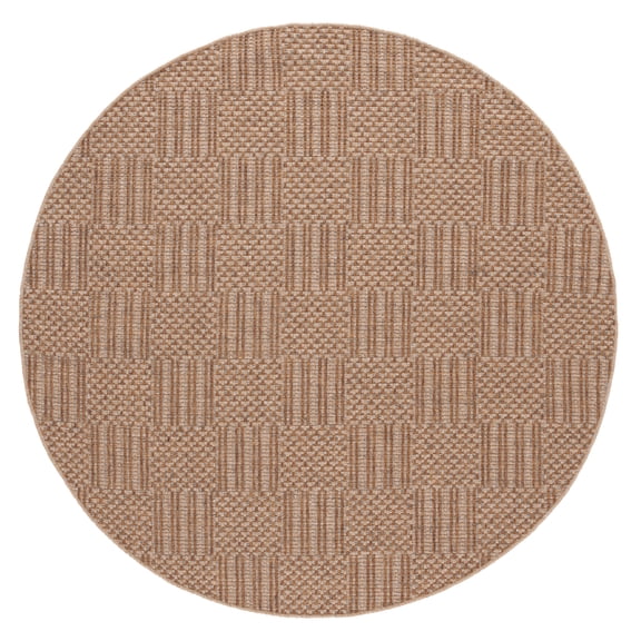 SAFAVIEH Sisal All-Weather Austen Geometric Indoor/Outdoor Area Rug, Natural/Grey, 6'7" x 6'7" Round