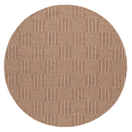 SAFAVIEH Sisal All-Weather Austen Geometric Indoor/Outdoor Area Rug, Natural/Grey, 6'7" x 6'7" Round