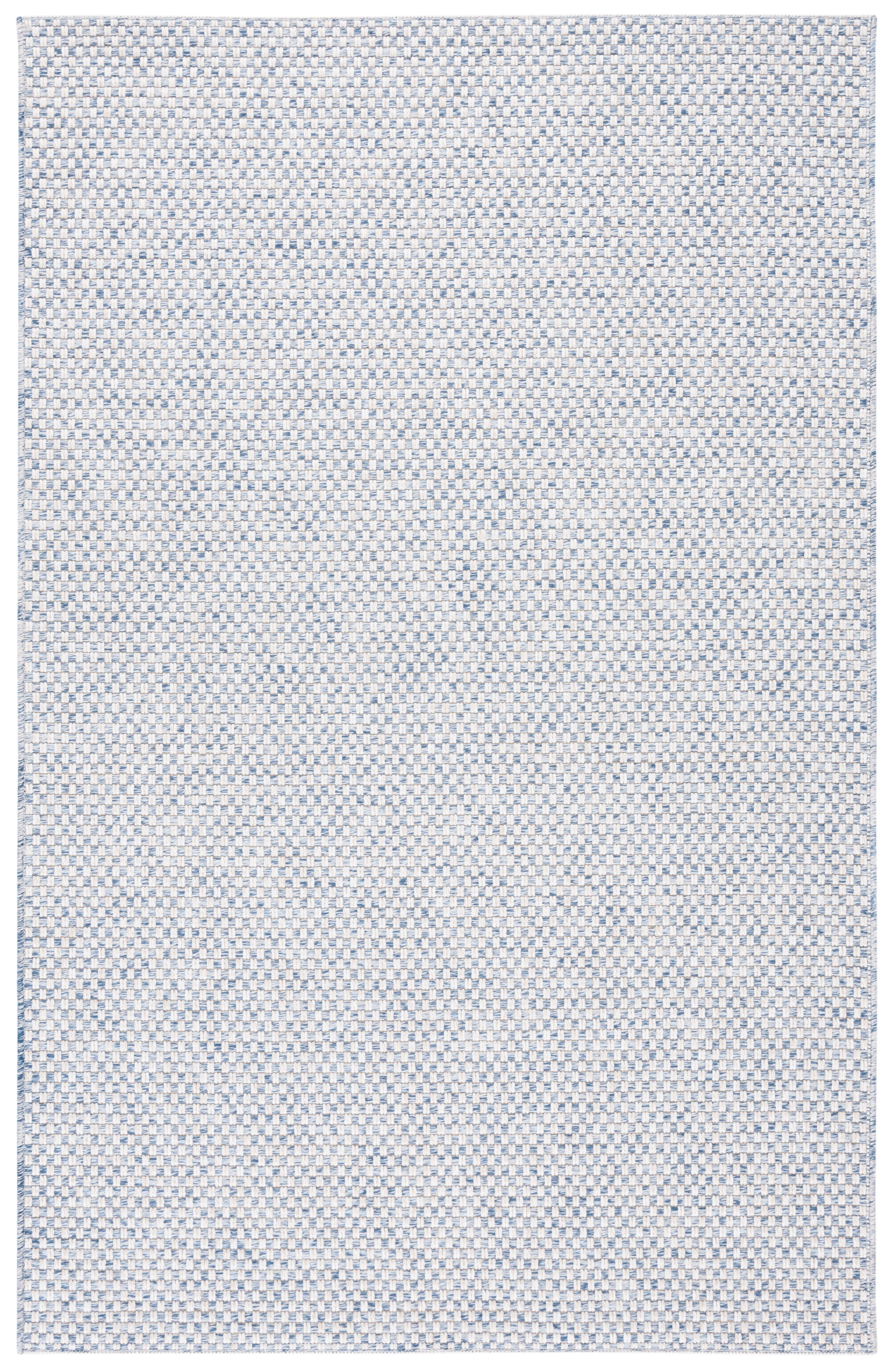 Blue and Ivory Synthetic Flat Woven Rectangular Rug, 5' x 7'