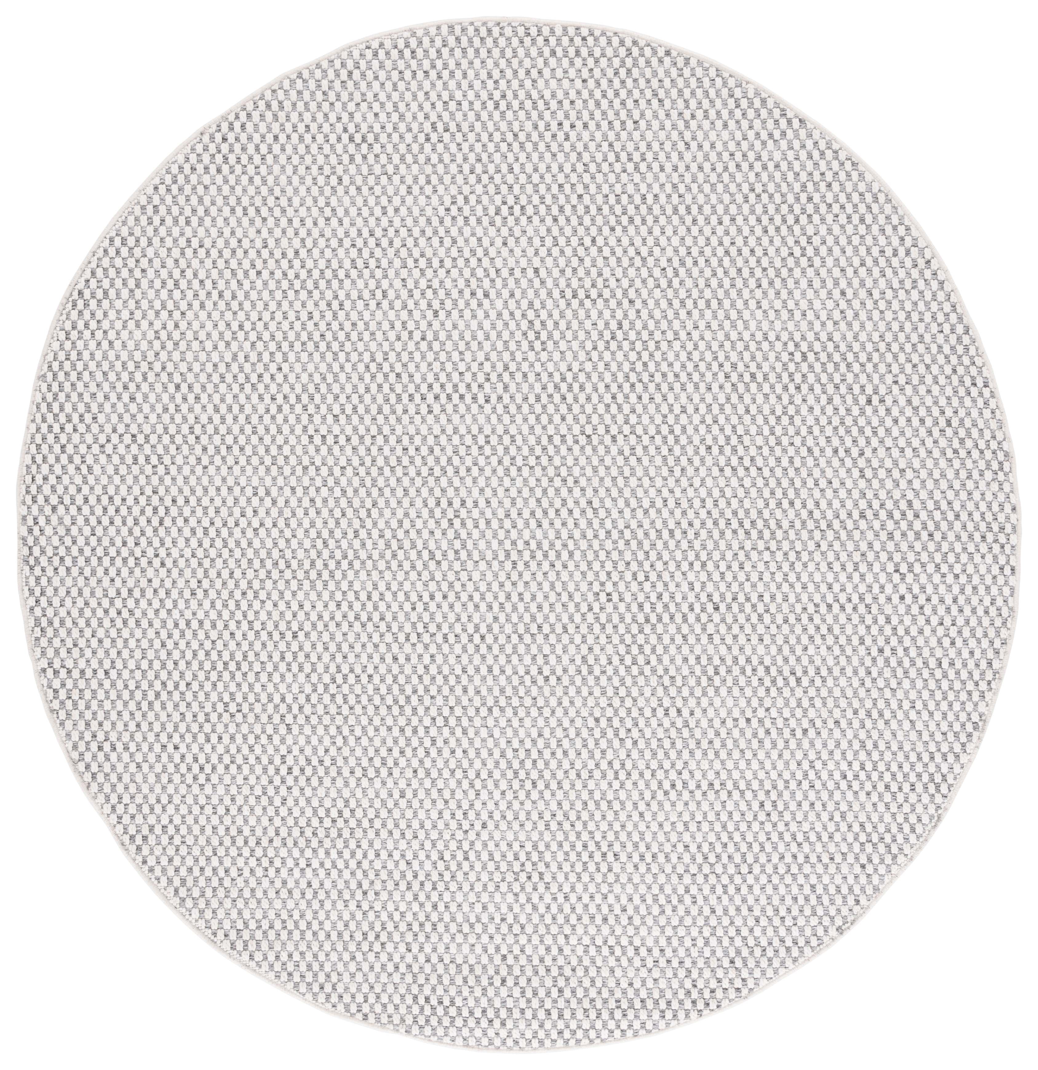 SAFAVIEH Sisal All-Weather Delroy Solid Indoor/Outdoor Area Rug, Grey/Ivory, 6'7" x 6'7" Round