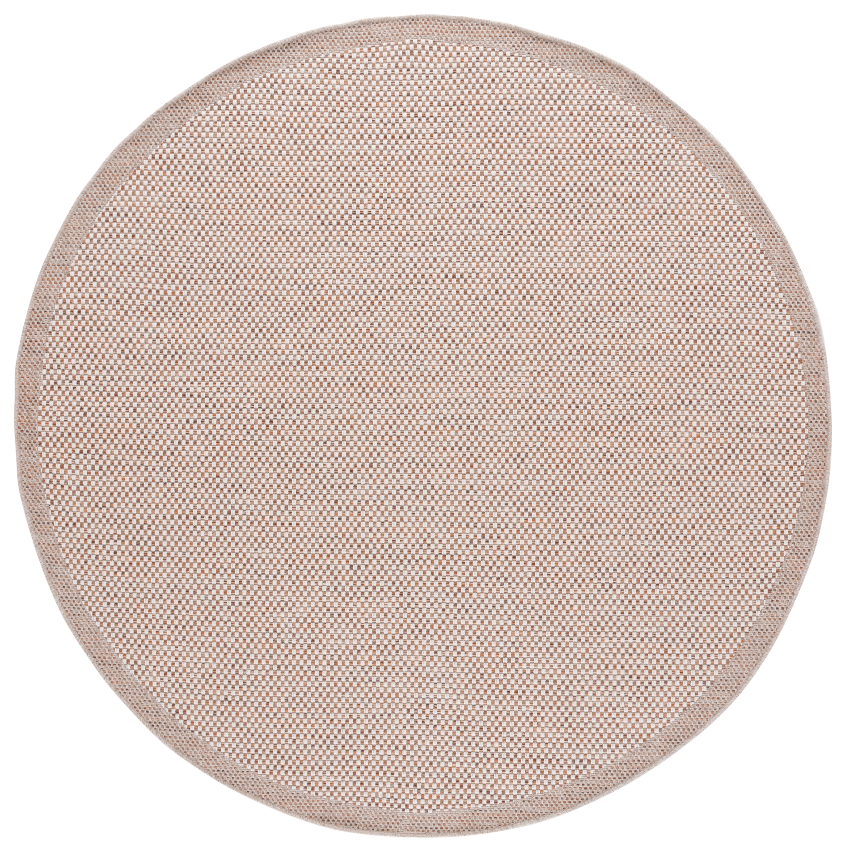 SAFAVIEH Sisal All-Weather Dixie Bordered Indoor/Outdoor Area Rug, Ivory/Orange Beige, 6'7" x 6'7" Round