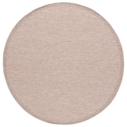 SAFAVIEH Sisal All-Weather Dixie Bordered Indoor/Outdoor Area Rug, Ivory/Orange Beige, 6'7" x 6'7" Round