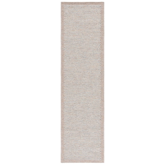 SAFAVIEH Sisal All-Weather Dixie Bordered Indoor/Outdoor Runner Rug, Ivory/Aqua Orange, 2'2" x 8'