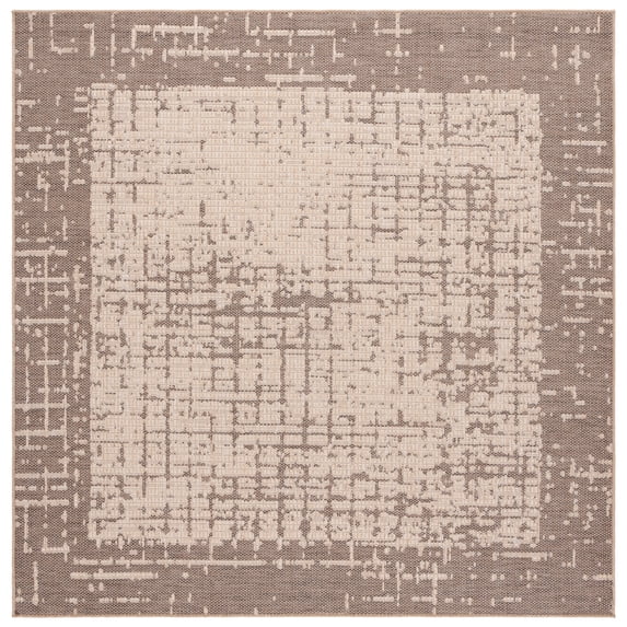 SAFAVIEH Sisal Performance Beatrice Geometric Indoor/Outdoor Area Rug, Beige/Natural, 6'7" x 6'7" Square