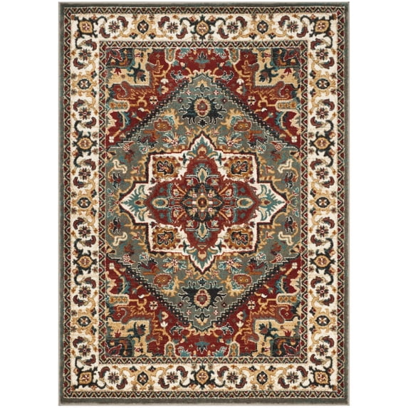 SAFAVIEH Skyler Aifric Distressed Area Rug, Grey Beige/Blue, 6'7" x 6'7" Round