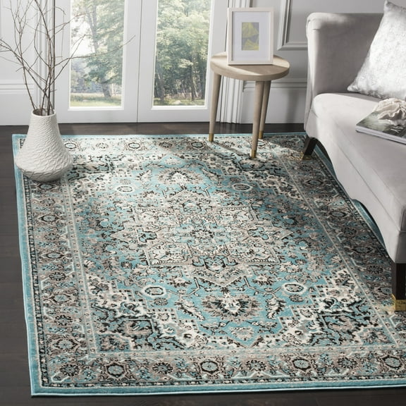 SAFAVIEH Skyler Boniface Floral Area Rug, Blue/Ivory, 7' x 7' Square