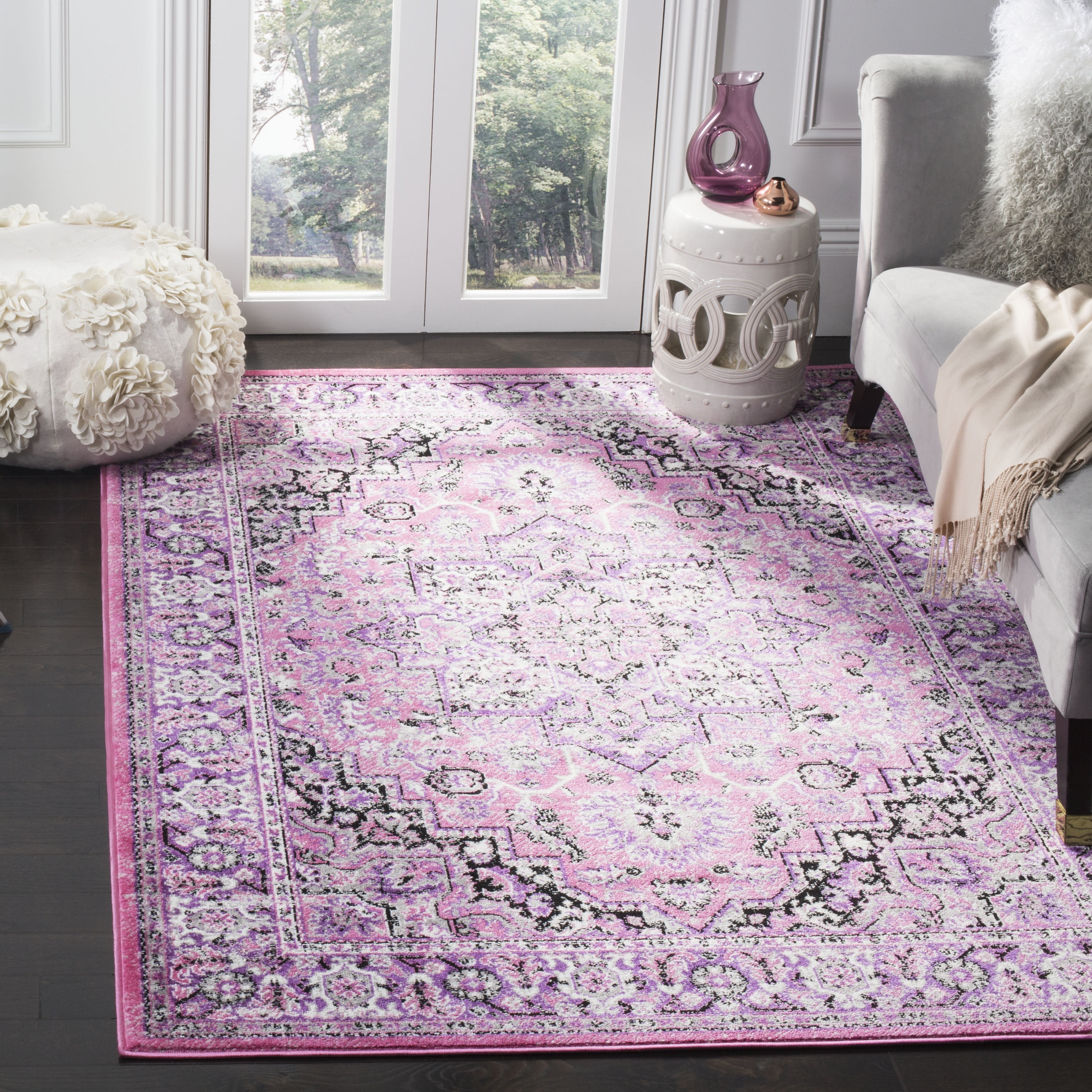 SAFAVIEH Skyler Boniface Floral Area Rug, Pink/Ivory, 9' x 12'