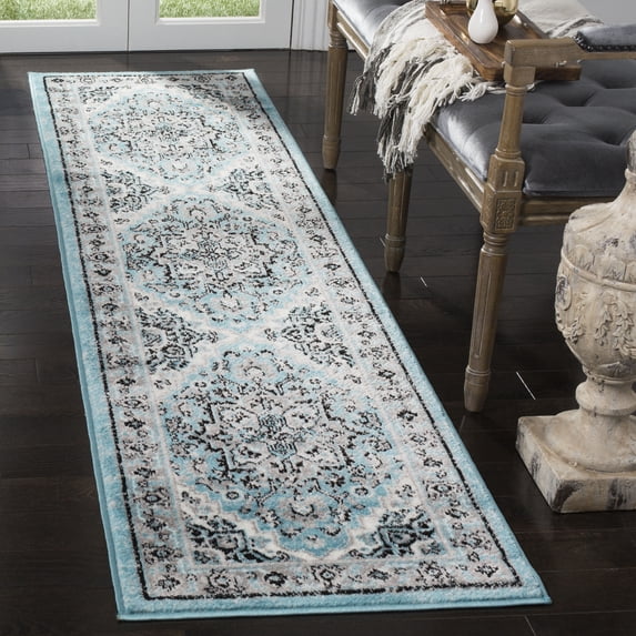 SAFAVIEH Skyler Boniface Floral Runner Rug, Blue/Ivory, 2' x 8'