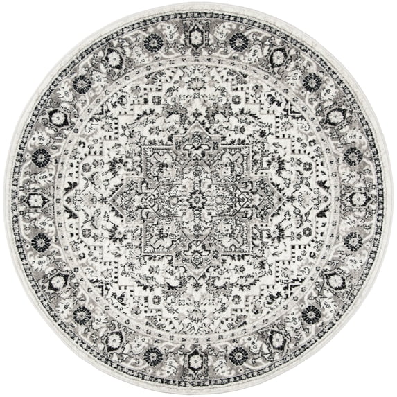 SAFAVIEH Skyler Boniface Medallion Area Rug, Grey/Ivory, 8' x 8' Round