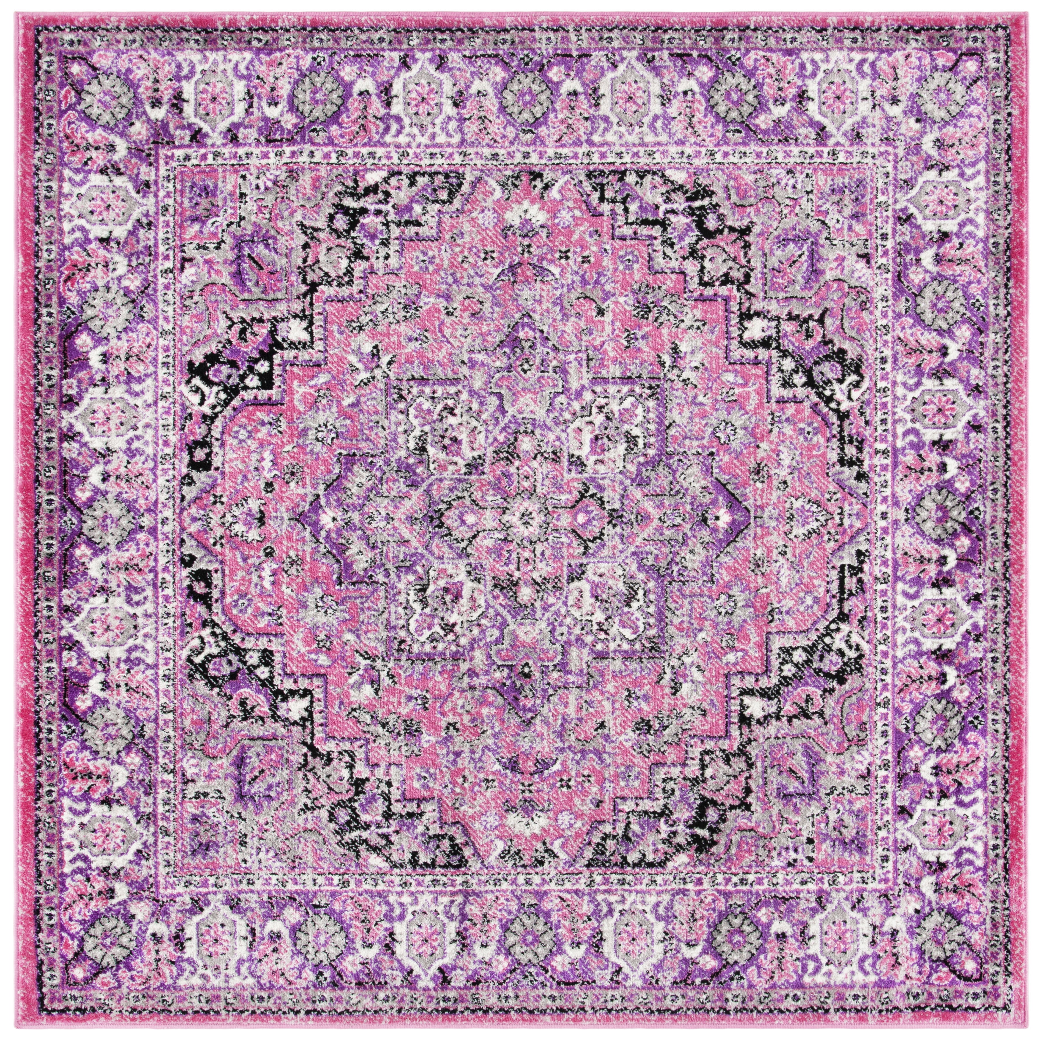 SAFAVIEH Skyler Boniface Medallion Area Rug, Pink/Ivory, 6'7" x 6'7" Square