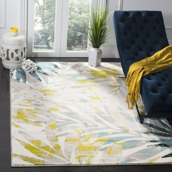 SAFAVIEH Skyler Bosworth Floral Area Rug, Grey/Green, 4' x 6'