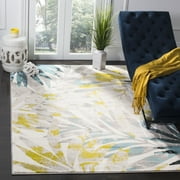 SAFAVIEH Skyler Bosworth Floral Area Rug, Grey/Green, 5'1" x 7'6"