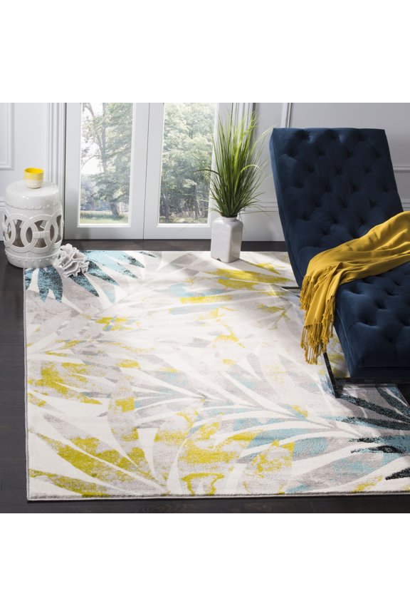 Skyler Bosworth Floral Area Rug, Grey/Green, 5'1" x 7'6"