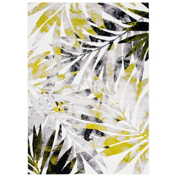 SAFAVIEH Skyler Bosworth Leaves Area Rug, Black/Green, 4' x 6'