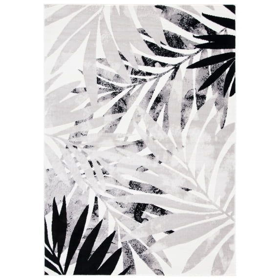 SAFAVIEH Skyler Bosworth Leaves Area Rug, Ivory/Black, 9' x 12'