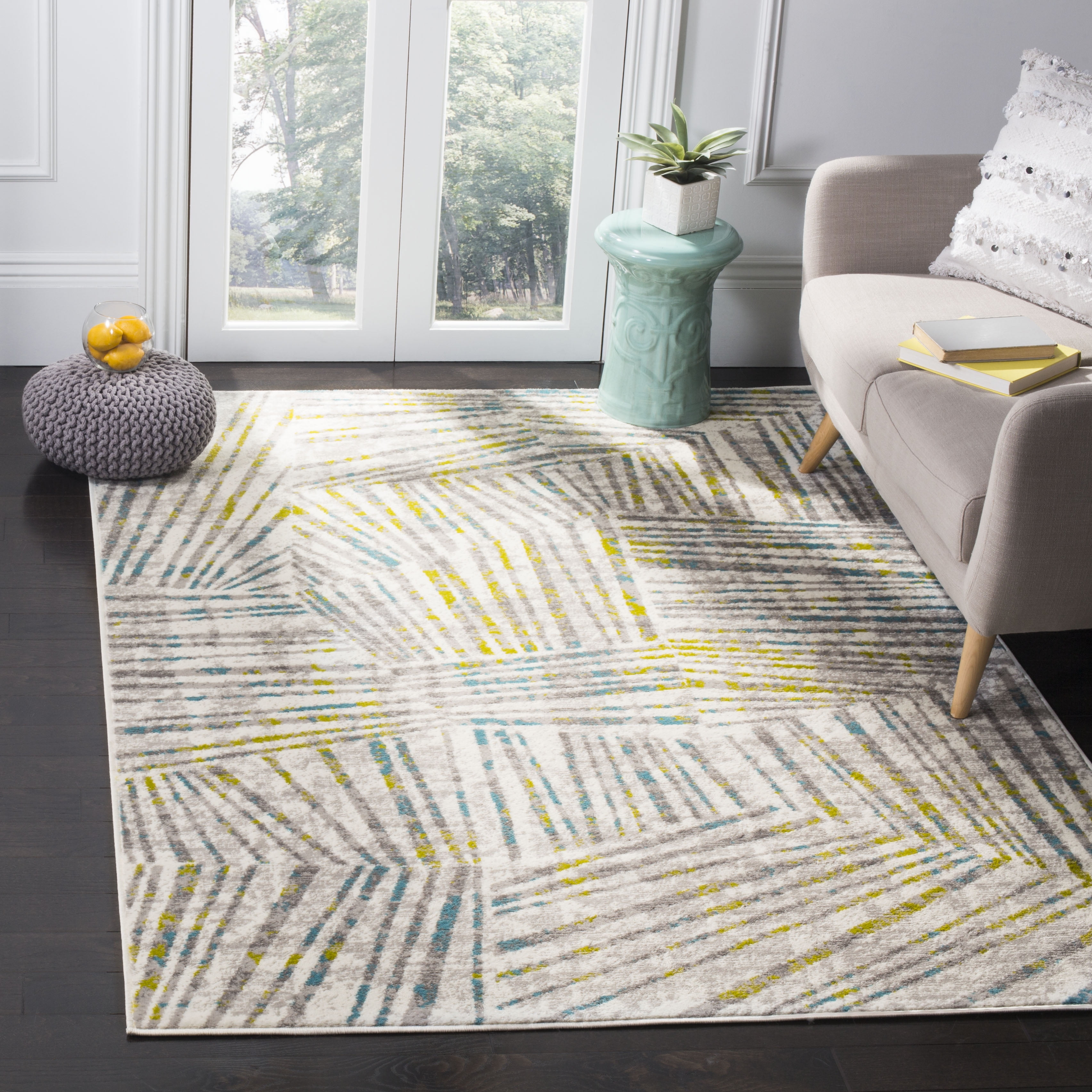 SAFAVIEH Skyler Carlene Geometric Area Rug, Grey/Green, 4' x 6'