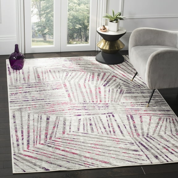 SAFAVIEH Skyler Carlene Geometric Area Rug, Grey/Pink, 6'7" x 6'7" Square