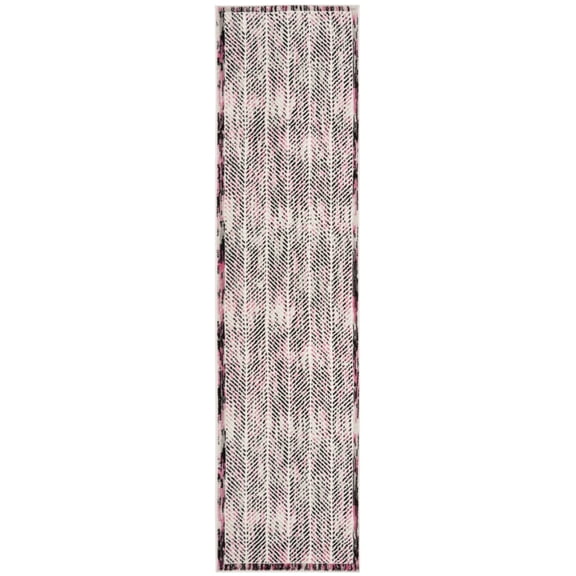 SAFAVIEH Skyler Catriona Striped Runner Rug, Grey/Pink, 2' x 8'