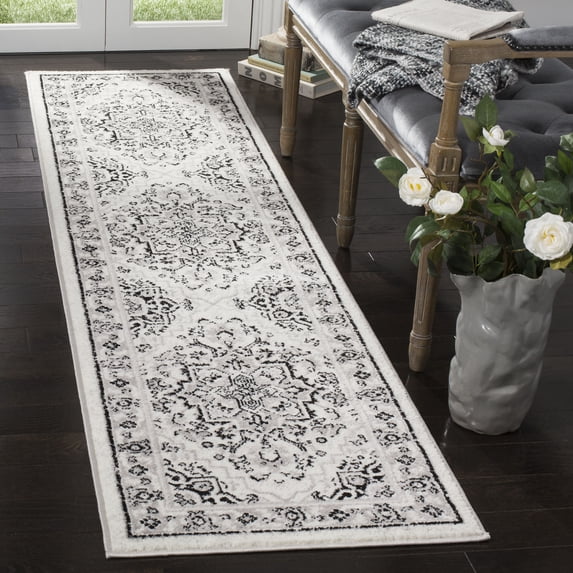 SAFAVIEH Skyler Collection 2' x 12' Grey/Ivory SKY126K Boho Chic Distressed Medallion Non-Shedding Living Room Bedroom Runner Rug