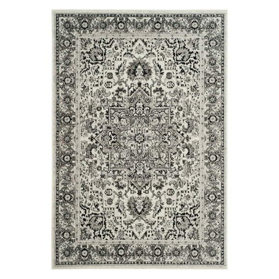 SAFAVIEH Skyler Collection 6'7" Square Grey/Ivory SKY126K Boho Chic Distressed Medallion Non-Shedding Living Room Bedroom Dining Home Office Area Rug