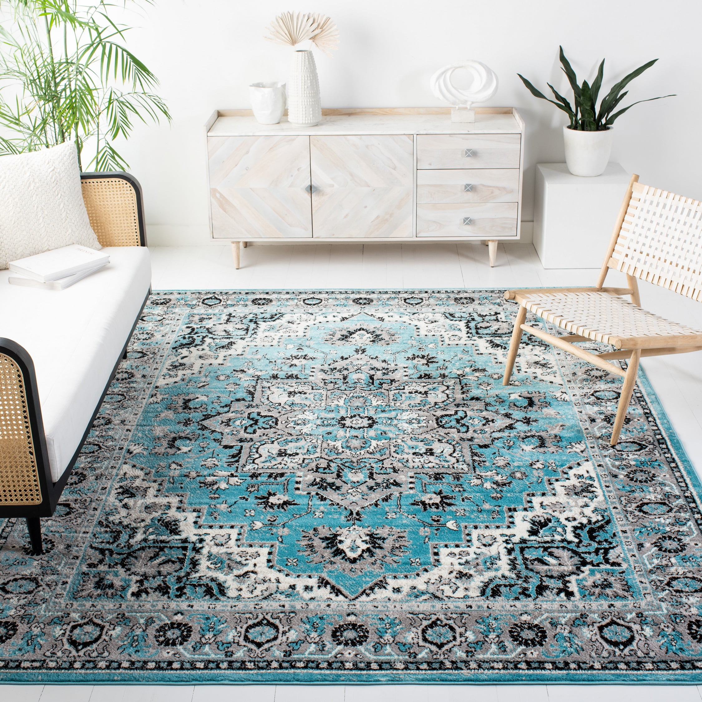 SAFAVIEH Skyler Collection SKY126M Blue / Ivory Rug