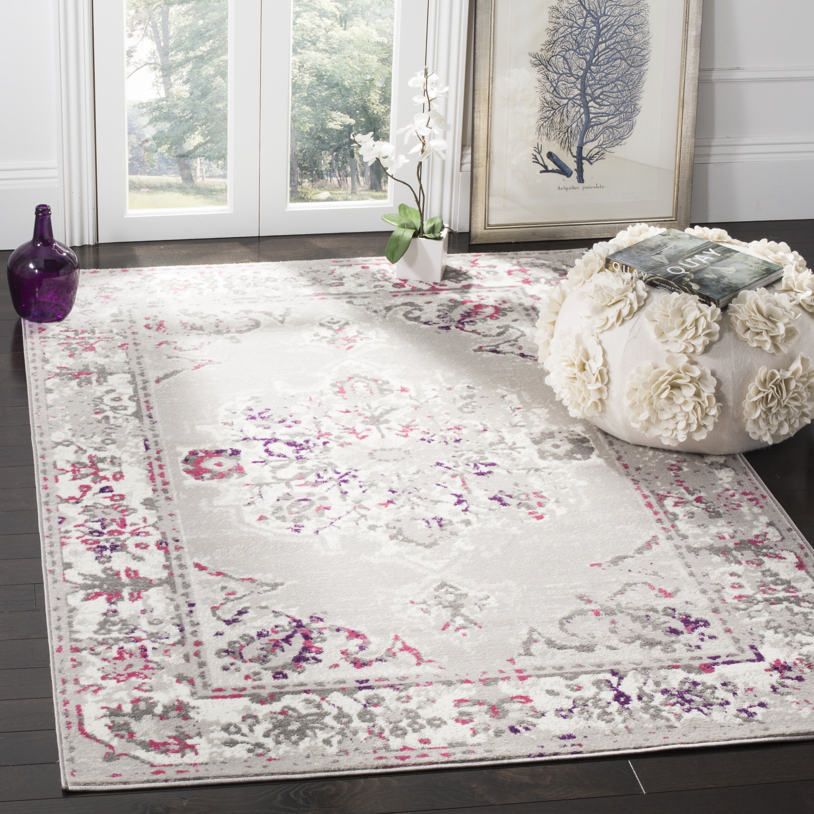 SAFAVIEH Skyler Collection SKY169P Grey / Pink Rug - Walmart.com