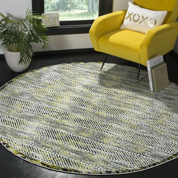 SAFAVIEH Skyler Catriona Striped Area Rug, Grey/Green, 6'7" x 6'7" Round