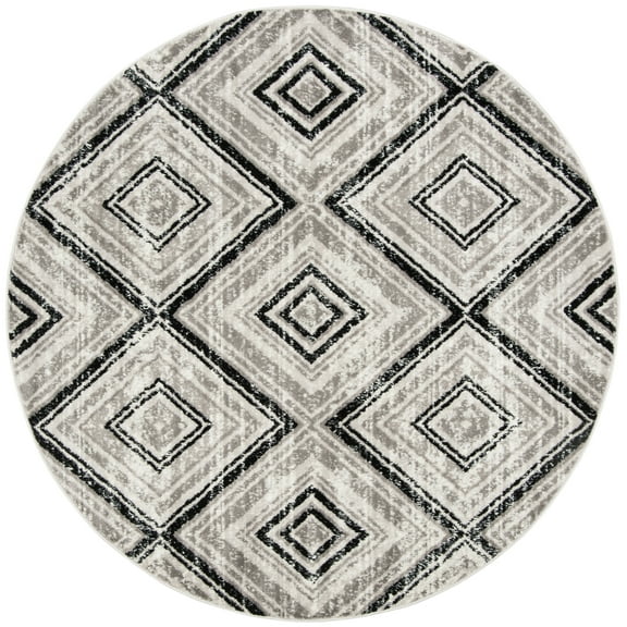 SAFAVIEH Skyler Cuthbert Diamond Area Rug, Grey/Black, 6'7" x 6'7" Round