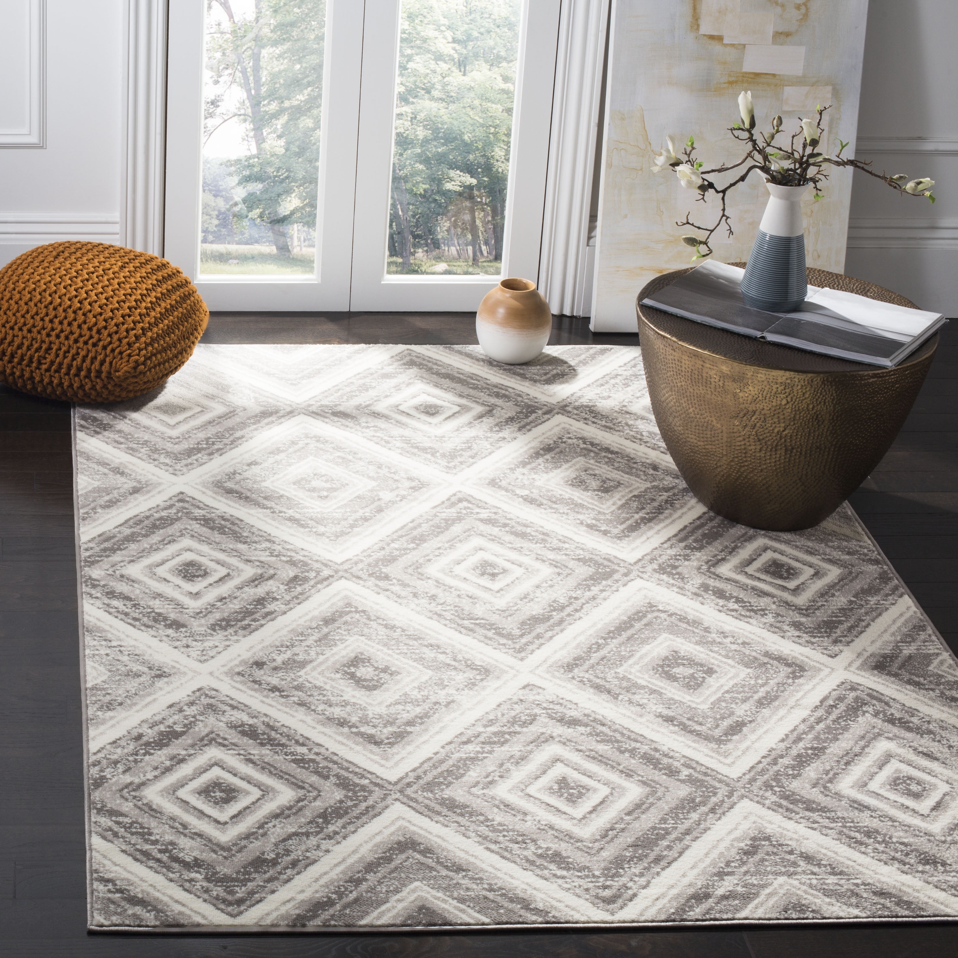 SAFAVIEH Skyler Cuthbert Geometric Area Rug, Grey/Ivory, 5'1" x 7'6"