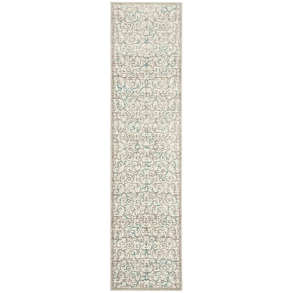 SAFAVIEH Skyler Franklin Floral Runner Rug, Ivory/Blue, 2' x 8'