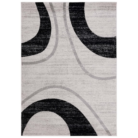 SAFAVIEH Skyler Georgene Geometric Area Rug, Ivory Grey/Black, 5'1" x 7'6"