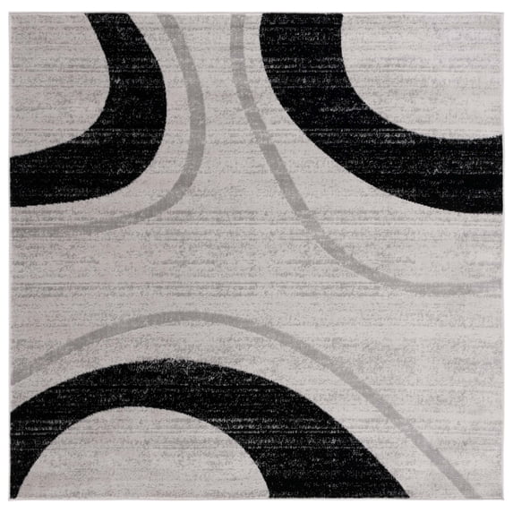 SAFAVIEH Skyler Georgene Geometric Area Rug, Ivory Grey/Black, 6'7" x 6'7" Square