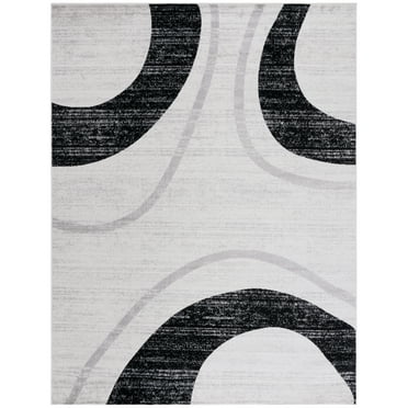 SAFAVIEH Skyler Georgene Geometric Area Rug, Ivory Grey/Black, 8' x 10'